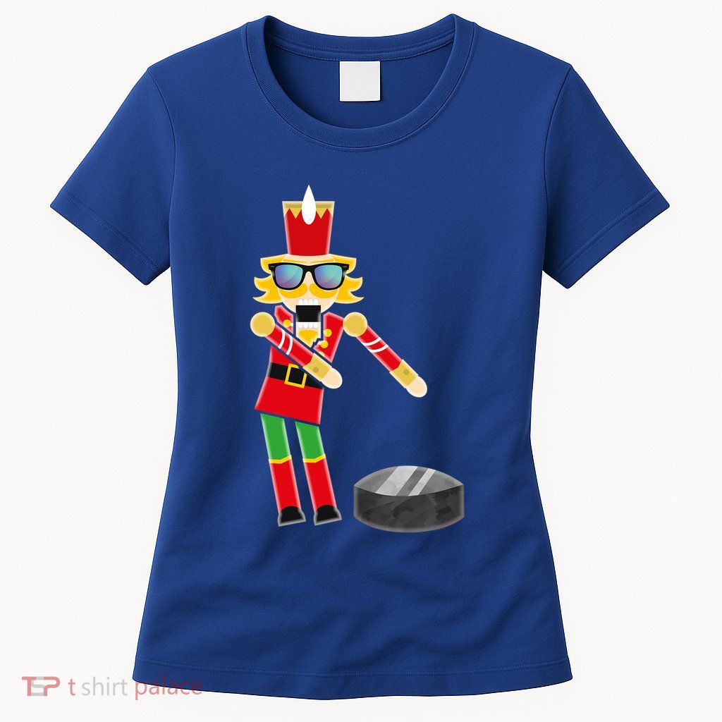 Christmas Ice Hockey Flossing Nutcracker Funny Gift Womens T-Shirt