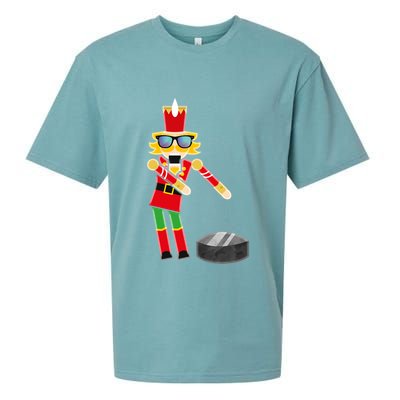 Christmas Ice Hockey Flossing Nutcracker Funny Gift Sueded Cloud Jersey T-Shirt