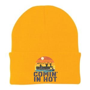 Comin In Hot Pontoon Boat Gif Funny Boating Lake Gift For Dad Gift Knit Cap Winter Beanie