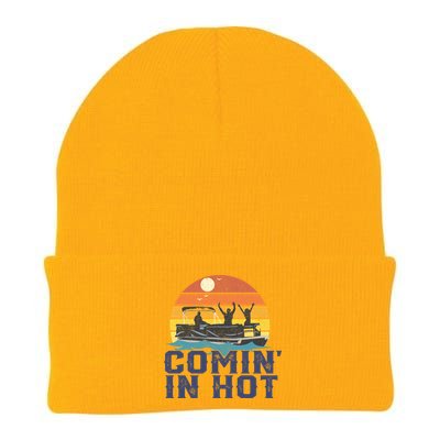 Comin In Hot Pontoon Boat Gif Funny Boating Lake Gift For Dad Gift Knit Cap Winter Beanie