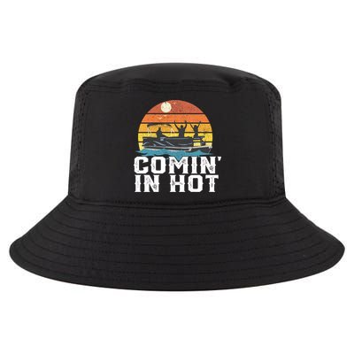 Comin In Hot Pontoon Boat Gif Funny Boating Lake Gift For Dad Gift Cool Comfort Performance Bucket Hat