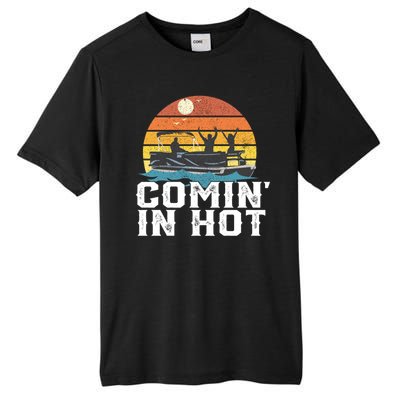 Comin In Hot Pontoon Boat Gif Funny Boating Lake Gift For Dad Gift Tall Fusion ChromaSoft Performance T-Shirt