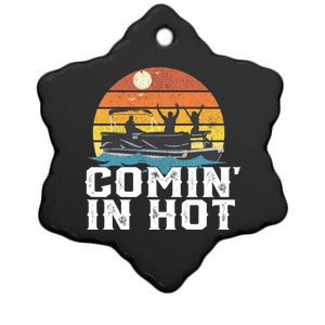 Comin In Hot Pontoon Boat Gif Funny Boating Lake Gift For Dad Gift Ceramic Star Ornament