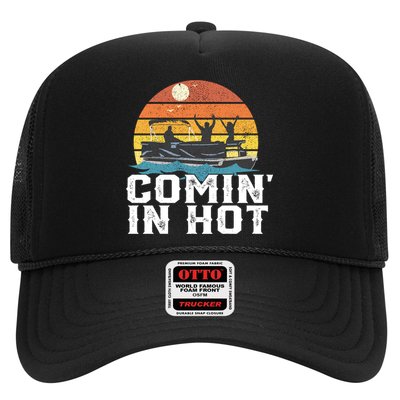 Comin In Hot Pontoon Boat Gif Funny Boating Lake Gift For Dad Gift Trucker Hat