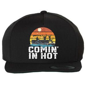 Comin In Hot Pontoon Boat Gif Funny Boating Lake Gift For Dad Gift Wool Snapback Cap