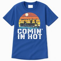 Comin In Hot Pontoon Boat Gif Funny Boating Lake Gift For Dad Gift Tall T-Shirt