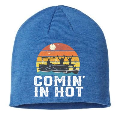 Comin In Hot Pontoon Boat Gif Funny Boating Lake Gift For Dad Gift Sustainable Beanie