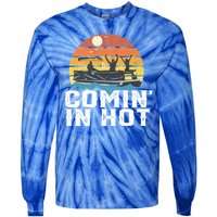 Comin In Hot Pontoon Boat Gif Funny Boating Lake Gift For Dad Gift Tie-Dye Long Sleeve Shirt