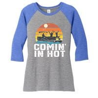 Comin In Hot Pontoon Boat Gif Funny Boating Lake Gift For Dad Gift Women's Tri-Blend 3/4-Sleeve Raglan Shirt