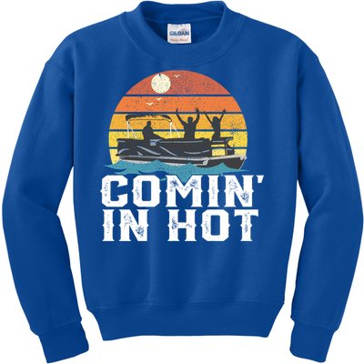 Comin In Hot Pontoon Boat Gif Funny Boating Lake Gift For Dad Gift Kids Sweatshirt