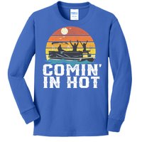 Comin In Hot Pontoon Boat Gif Funny Boating Lake Gift For Dad Gift Kids Long Sleeve Shirt