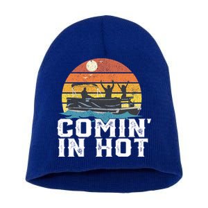 Comin In Hot Pontoon Boat Gif Funny Boating Lake Gift For Dad Gift Short Acrylic Beanie