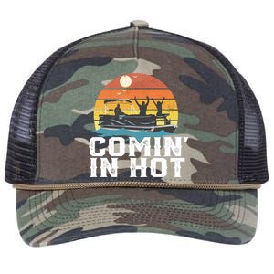 Comin In Hot Pontoon Boat Gif Funny Boating Lake Gift For Dad Gift Retro Rope Trucker Hat Cap