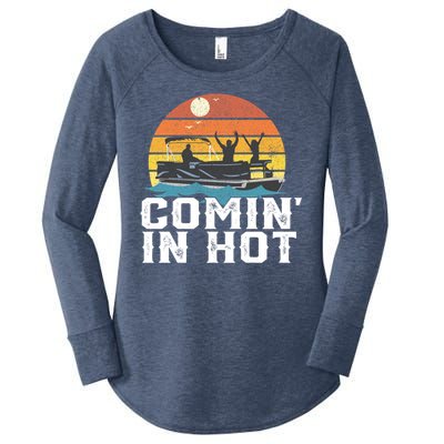 Comin In Hot Pontoon Boat Gif Funny Boating Lake Gift For Dad Gift Women's Perfect Tri Tunic Long Sleeve Shirt