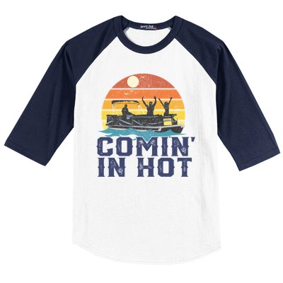 Comin In Hot Pontoon Boat Gif Funny Boating Lake Gift For Dad Gift Baseball Sleeve Shirt