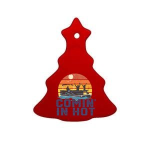 Comin In Hot Pontoon Boat Gif Funny Boating Lake Gift For Dad Gift Ceramic Tree Ornament