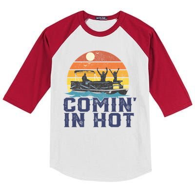 Comin In Hot Pontoon Boat Gif Funny Boating Lake Gift For Dad Gift Kids Colorblock Raglan Jersey