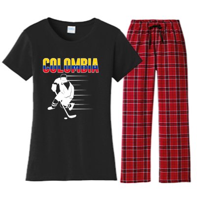 Colombia Ice Hockey Lovers Jersey Colombian Hockey Team Fans Women's Flannel Pajama Set