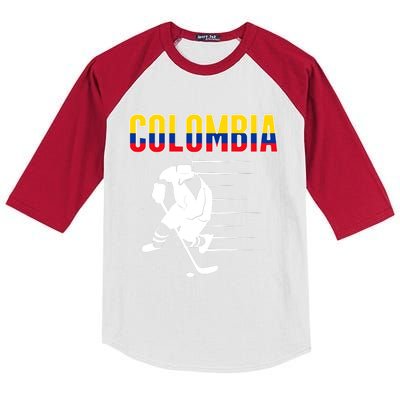 Colombia Ice Hockey Lovers Jersey Colombian Hockey Team Fans Kids Colorblock Raglan Jersey