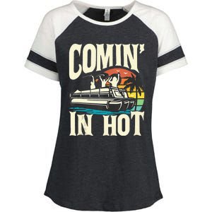 Comin In Hot Funny Pontoon Boat Pontooning Party Boat Enza Ladies Jersey Colorblock Tee