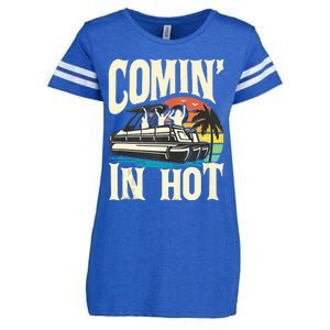 Comin In Hot Funny Pontoon Boat Pontooning Party Boat Enza Ladies Jersey Football T-Shirt