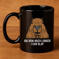 Capybara Idk How Much I Can Slay Capy Rodent Women 11oz C Handle Ceramic Mug