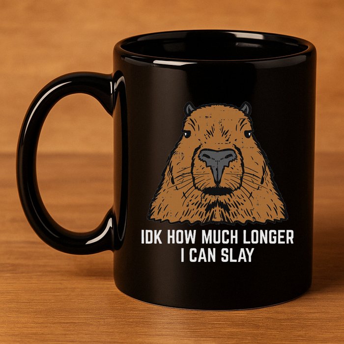 Capybara Idk How Much I Can Slay Capy Rodent Women 11oz C Handle Ceramic Mug