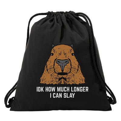 Capybara Idk How Much I Can Slay Capy Rodent Women Drawstring Bag
