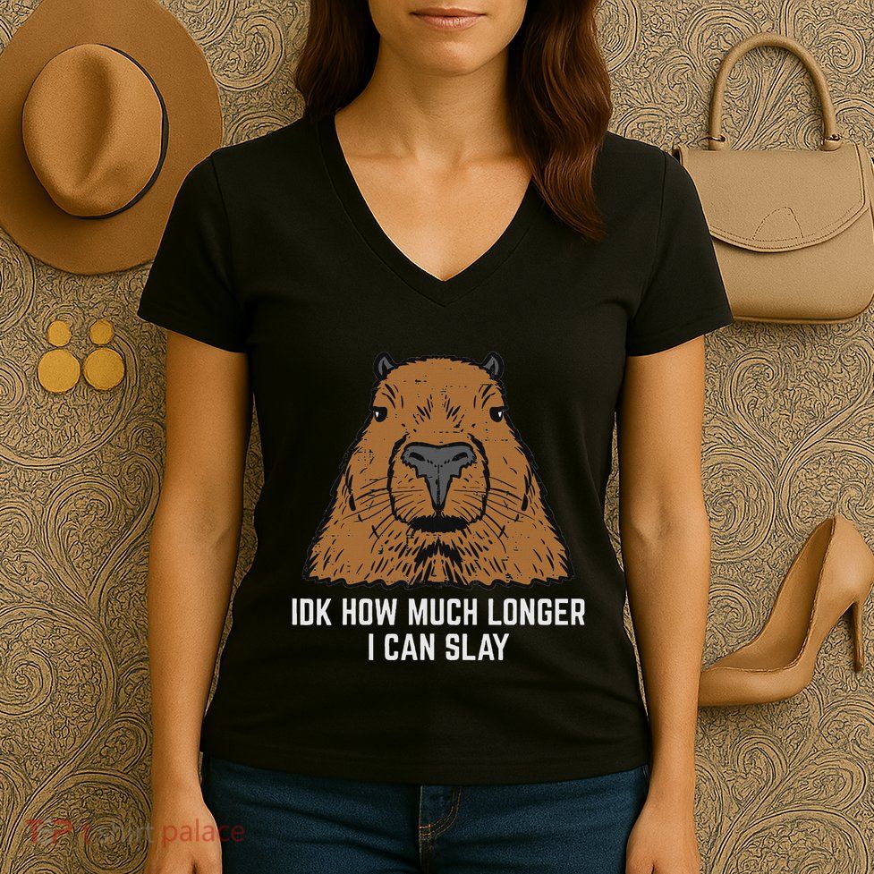 Capybara Idk How Much I Can Slay Capy Rodent Women Women's V-Neck T-Shirt