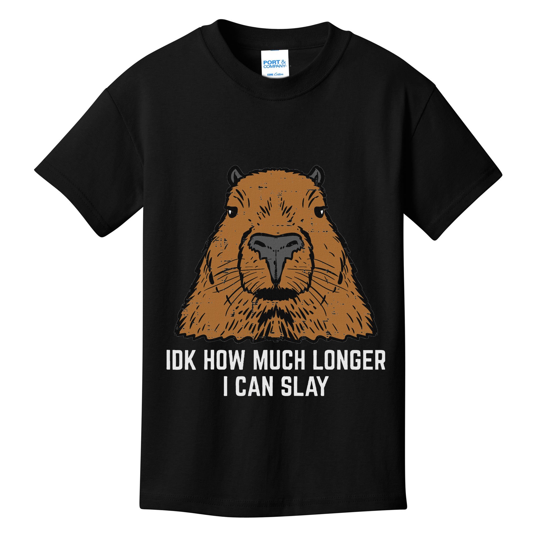 Capybara Idk How Much I Can Slay Capy Rodent Women Kids T-Shirt