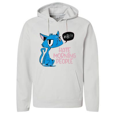 Cat. I Hate Morning People. Performance Fleece Hoodie