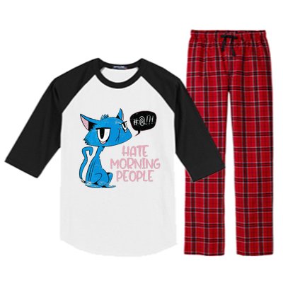 Cat. I Hate Morning People. Raglan Sleeve Pajama Set