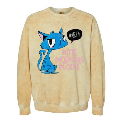 Cat. I Hate Morning People. Colorblast Crewneck Sweatshirt