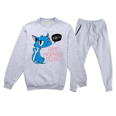 Cat. I Hate Morning People. Premium Crewneck Sweatsuit Set