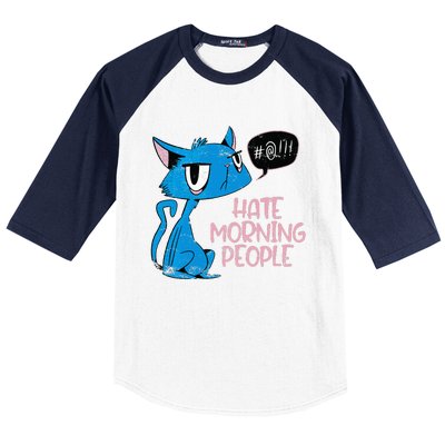 Cat. I Hate Morning People. Baseball Sleeve Shirt