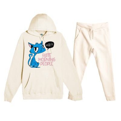 Cat. I Hate Morning People. Premium Hooded Sweatsuit Set