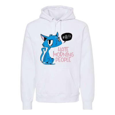 Cat. I Hate Morning People. Premium Hoodie