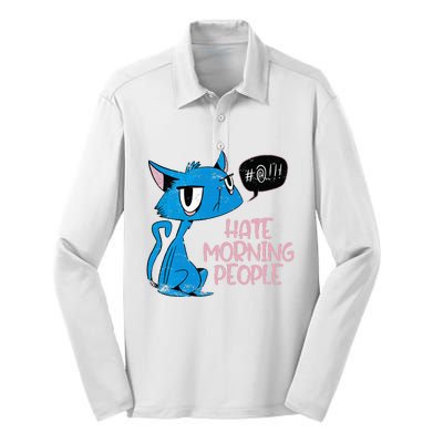 Cat. I Hate Morning People. Silk Touch Performance Long Sleeve Polo