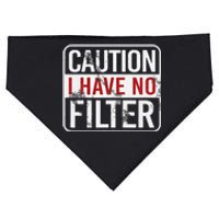 Caution I Have No Filter Funny Sarcastic Humor USA-Made Doggie Bandana