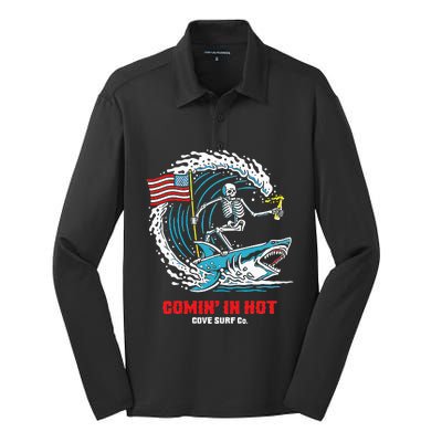 Comin In Hot Cove Surf Co Silk Touch Performance Long Sleeve Polo