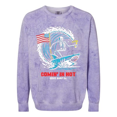 Comin In Hot Cove Surf Co Colorblast Crewneck Sweatshirt