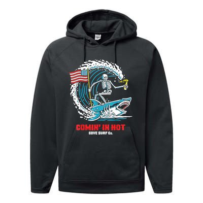 Comin In Hot Cove Surf Co Performance Fleece Hoodie