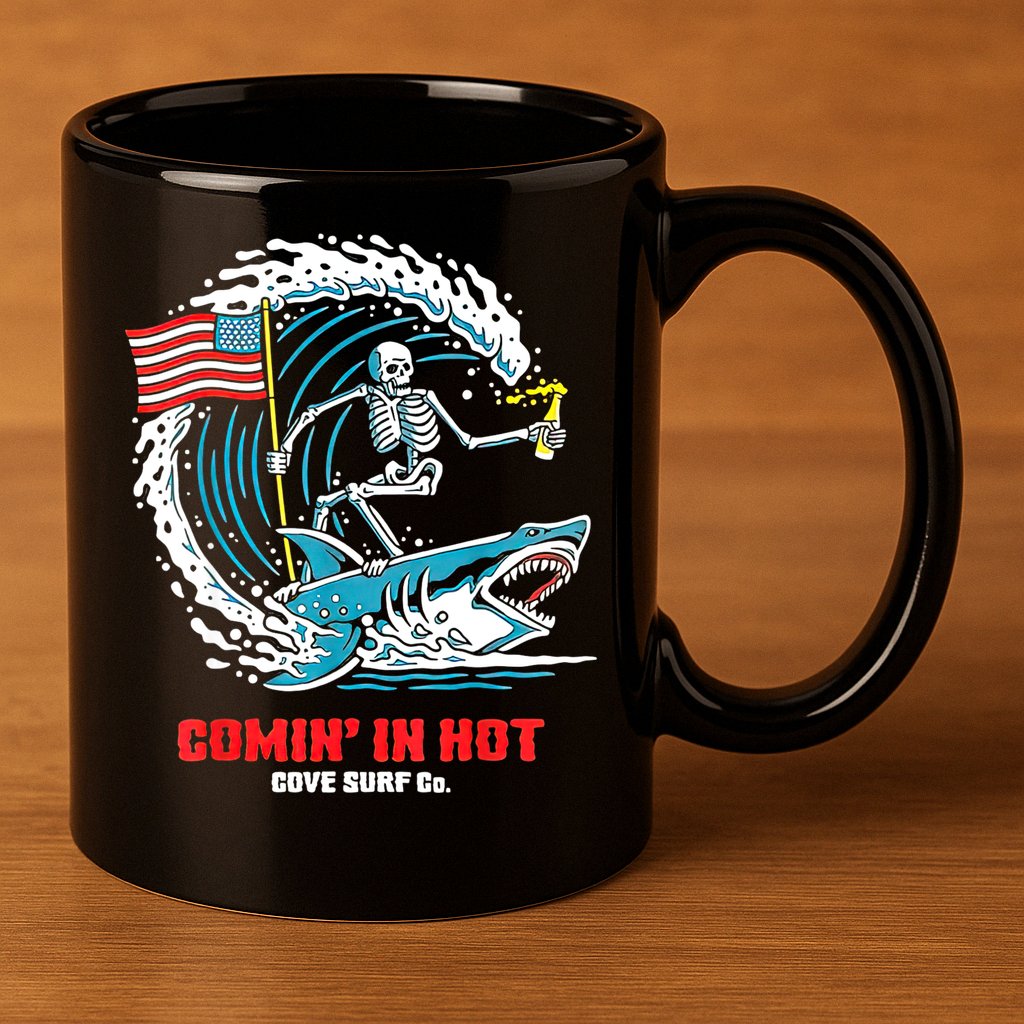 Comin In Hot Cove Surf Co 11oz C Handle Ceramic Mug