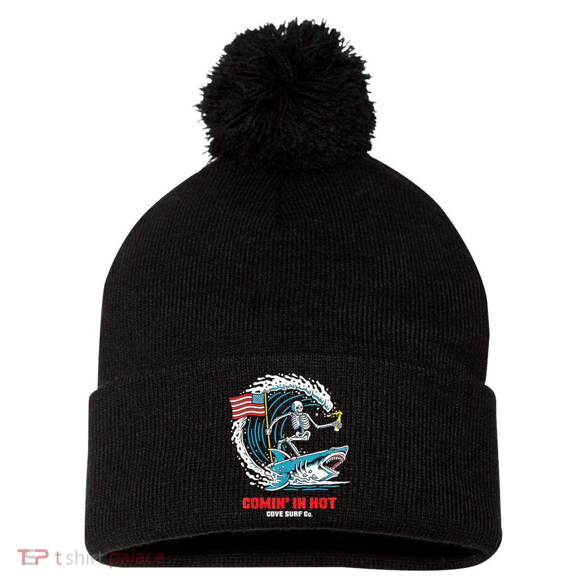 Comin In Hot Cove Surf Co Pom Pom 12in Knit Beanie