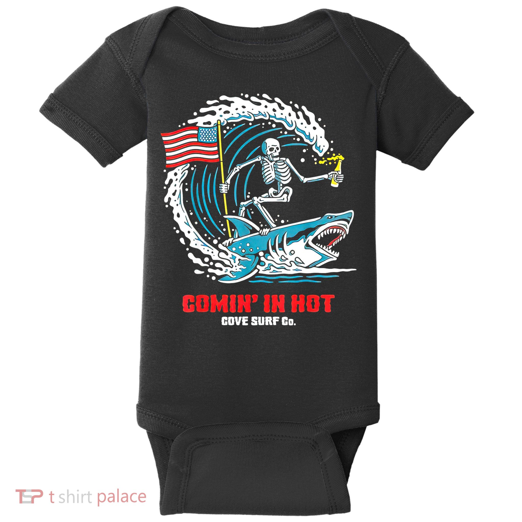 Comin In Hot Cove Surf Co Baby Bodysuit