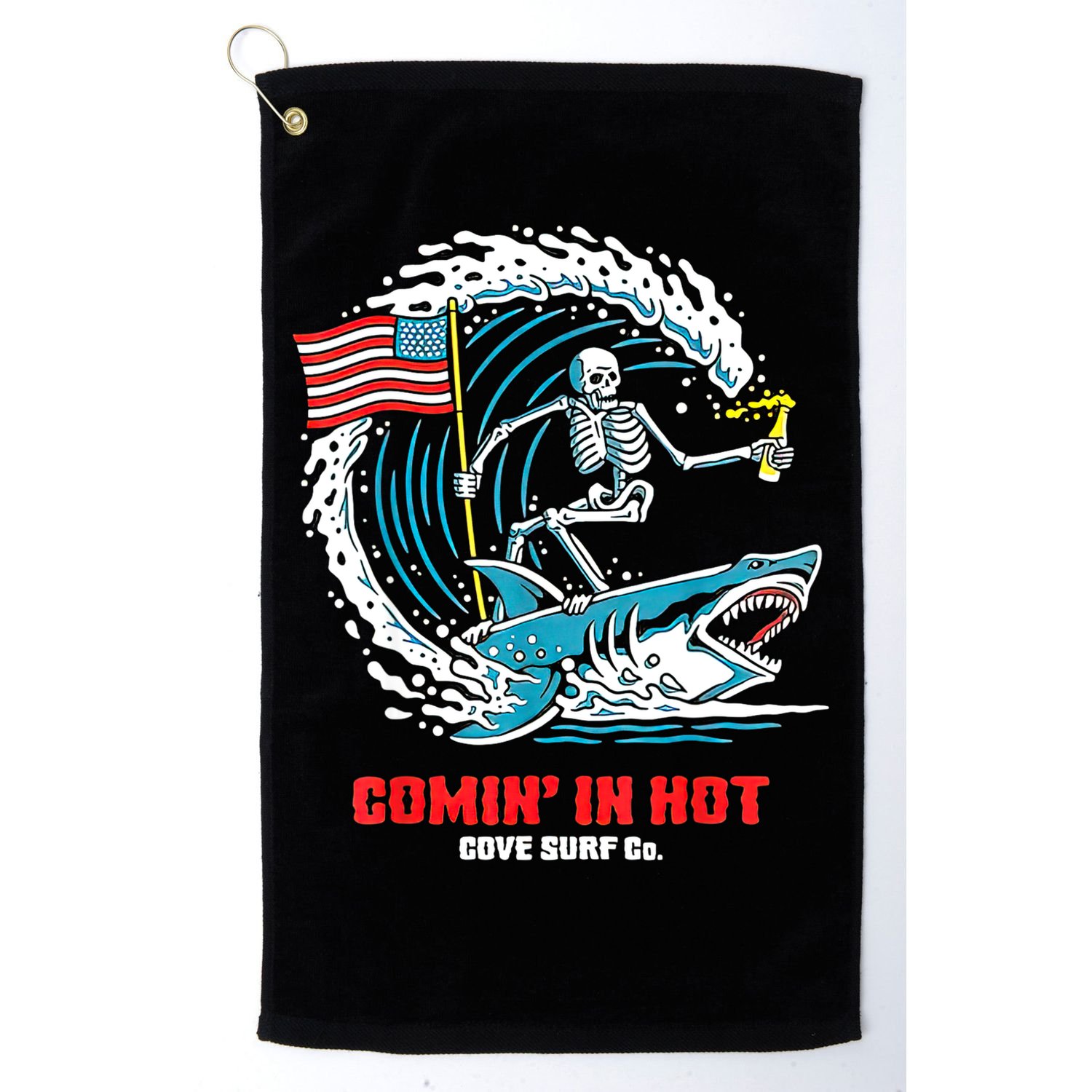 Comin In Hot Cove Surf Co Golf Towel