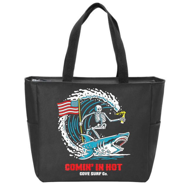 Comin In Hot Cove Surf Co Zip Tote Bag