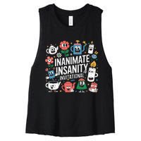 Creator Ink Inanimate Insanity Black And White Women's Racerback Cropped Tank