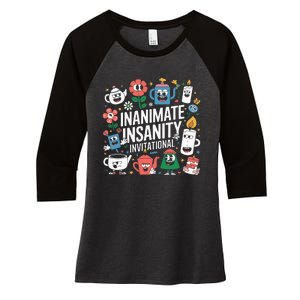 Creator Ink Inanimate Insanity Black And White Women's Tri-Blend 3/4-Sleeve Raglan Shirt