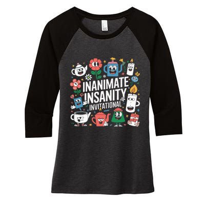 Creator Ink Inanimate Insanity Black And White Women's Tri-Blend 3/4-Sleeve Raglan Shirt